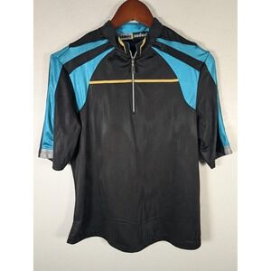 Jamie Sadock Golf Shirt Womens Medium Black Blue Quarter Zip Mock Neck Athletic